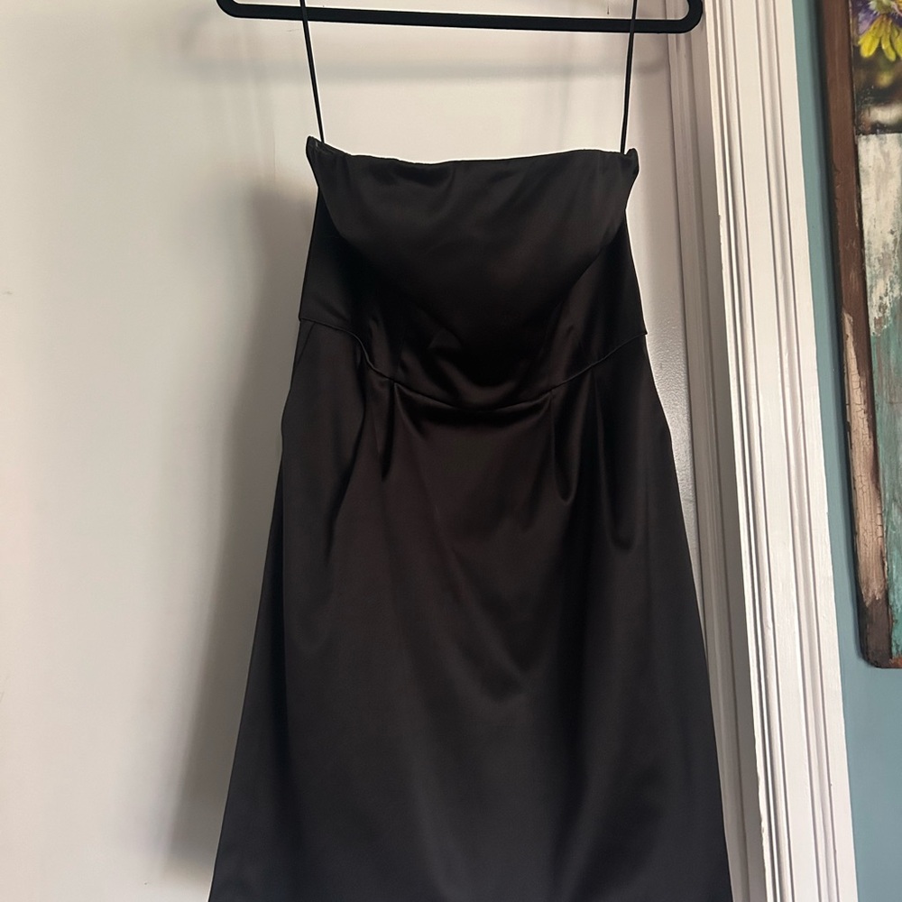 Express Black Strapless Satin Cocktail Dress